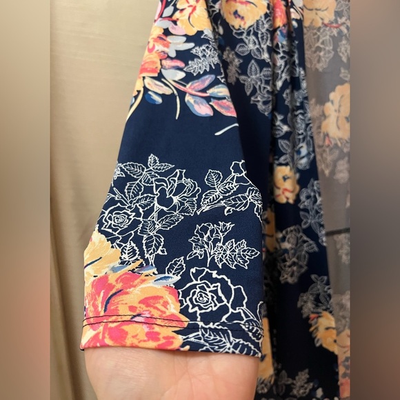 🔵 Atrizan Robin Barre Navy Pink Floral Open Cardigan size XS 🇨🇦 Long Sleeve - Picture 3 of 7